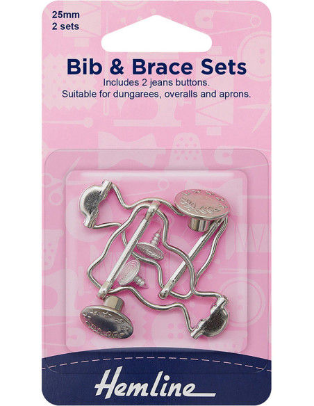 Set de 2 boucles pour salopette 25 mm avec boutons jeans - Argent