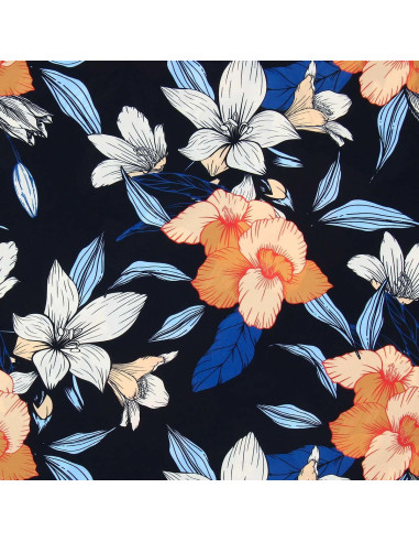 Tissu Maillot De Bain Nylon/Élasthanne Noir Imprimé Floral - Par La Cour