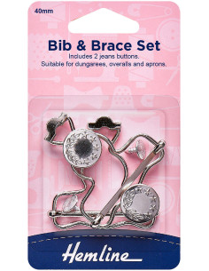 Set de 2 boucles pour salopette 40 mm avec boutons jeans - Argent