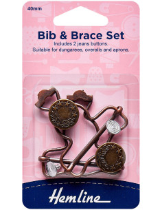 Set de 2 boucles pour salopette 40 mm avec boutons jeans - Bronze