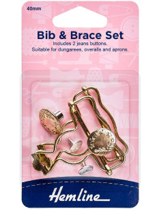 Set de 2 boucles pour salopette 40 mm avec boutons jeans - Or