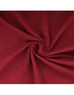Tissu double gaze de coton - Grenat