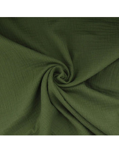 Tissu double gaze de coton - Fougère