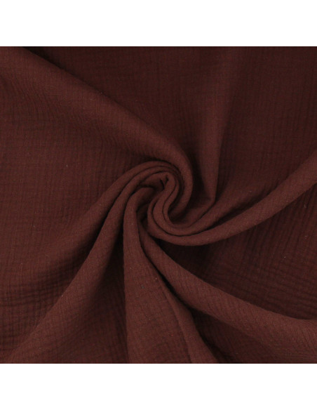 Tissu double gaze de coton - Cacao