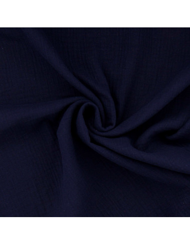 Tissu double gaze de coton - Bleu nuit