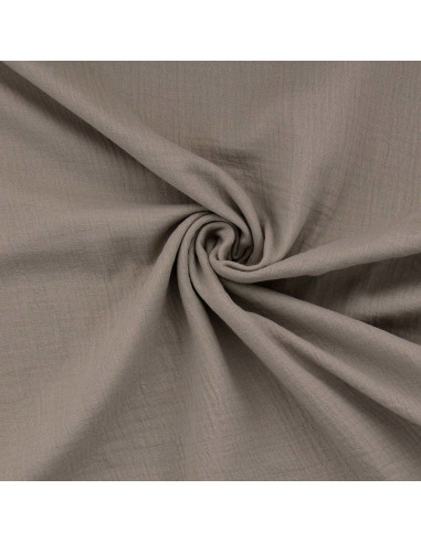 Tissu double gaze de coton - Galet