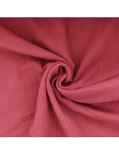 Tissu double gaze de coton - Framboise