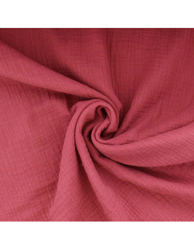 Tissu double gaze de coton - Framboise
