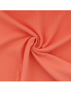 Tissu double gaze de coton - Papaye