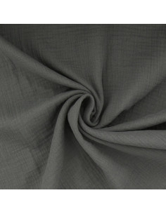 Tissu double gaze de coton - Gris foncé