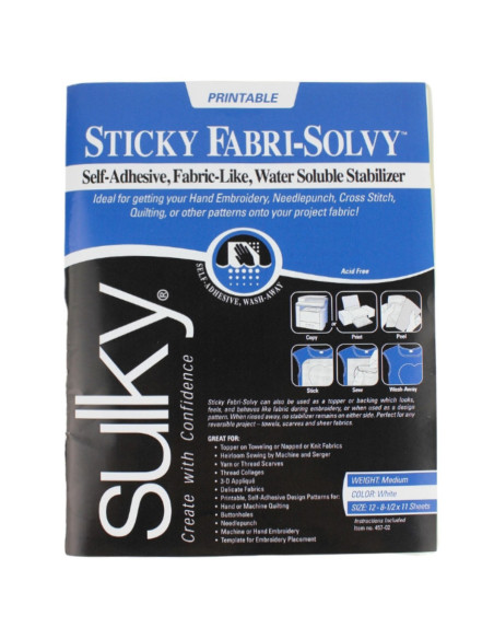 Set de 12 feuilles de stabilisateur Sulky Sticky Fabri Solvy