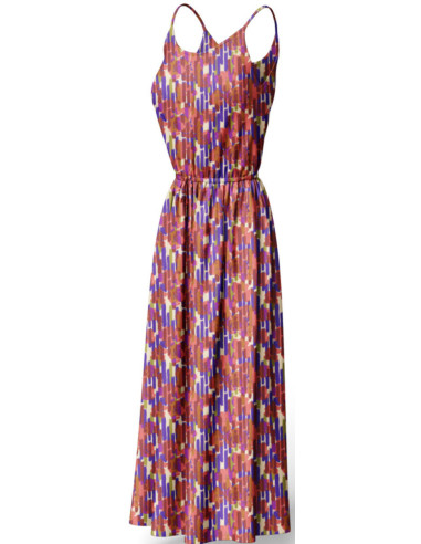 Tissu viscose fantaisie - Noham bleu et rose