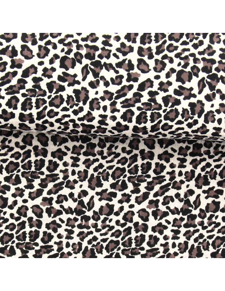 Tissu double gaze imprimé - Sauvage écru