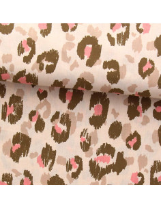 Tissu popeline de coton - Karula lin et rose