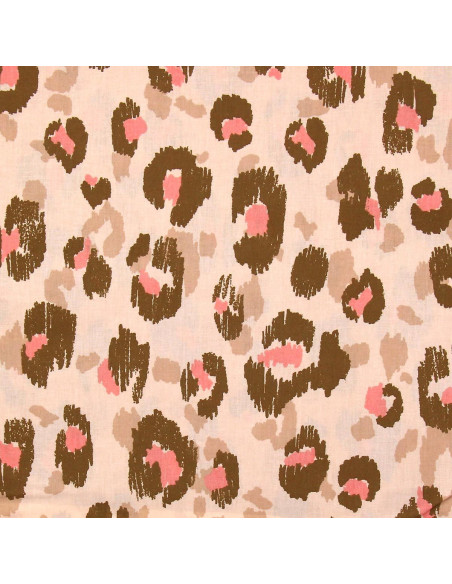 Tissu popeline de coton - Karula lin et rose