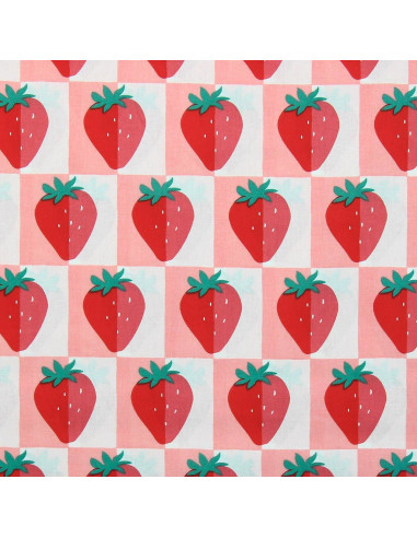 Tissu popeline de coton - Mariguette rose et rouge