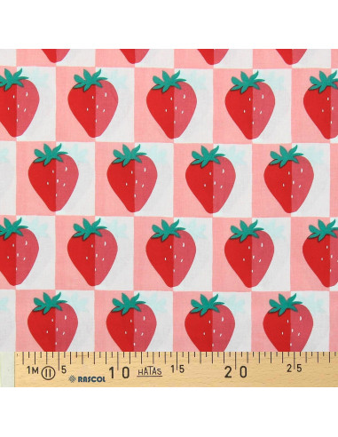 Tissu popeline de coton - Mariguette rose et rouge