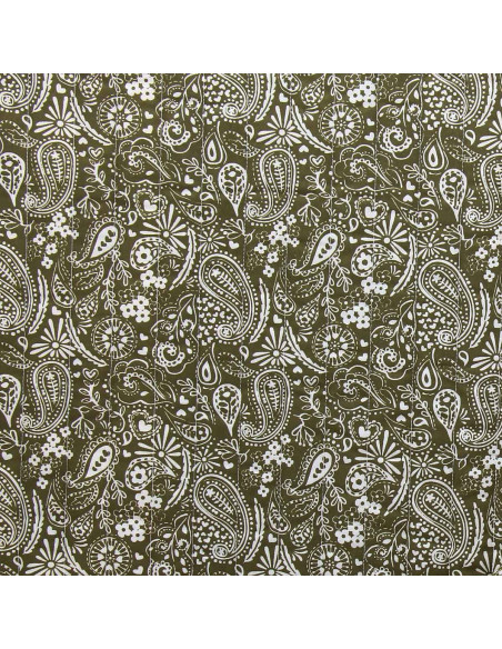 Tissu coton matelassé - Karula lin et vert