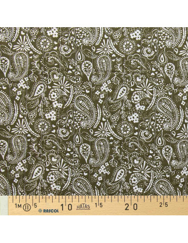 Tissu coton matelassé - Karula lin et vert
