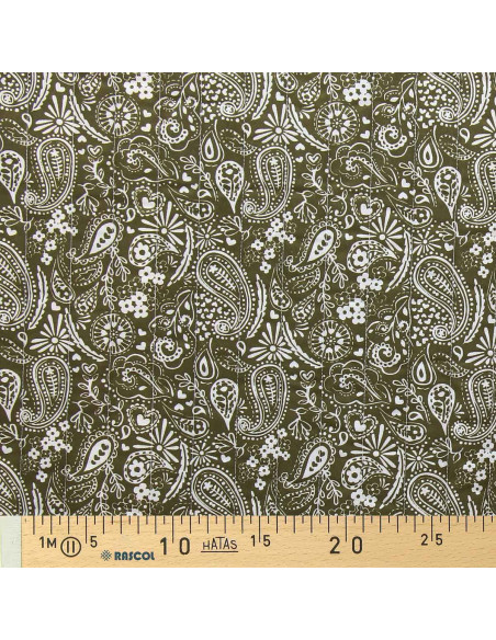 Tissu coton matelassé - Karula lin et vert