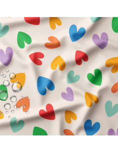 Tissu imperméable pour ciré - Chrichri écru et multicolore