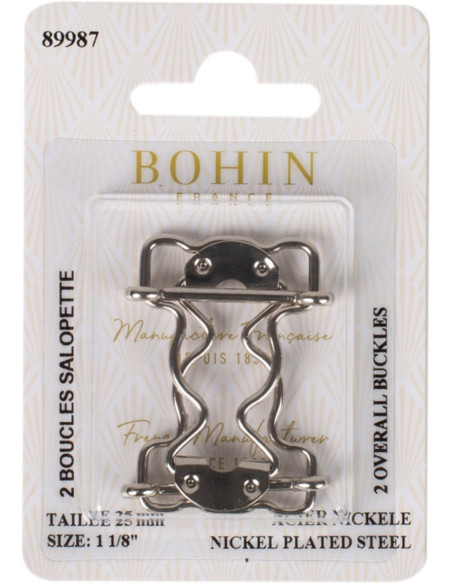 Boucles spéciales salopette 25 mm argent Bohin