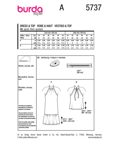 Patron de robe et top - Burda 5737