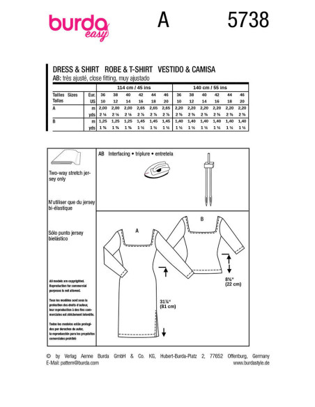 Patron de robe et top - Burda 5738