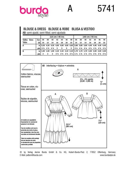 Patron de robe et blouse - Burda 5741