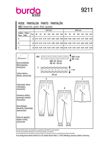 Patron de pantalon - Burda 9211