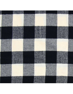 Tissu flanelle tartan écossais - Écru et noir 2