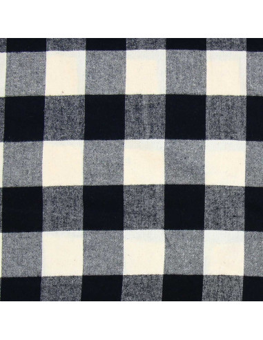 Tissu flanelle tartan écossais - Écru et noir