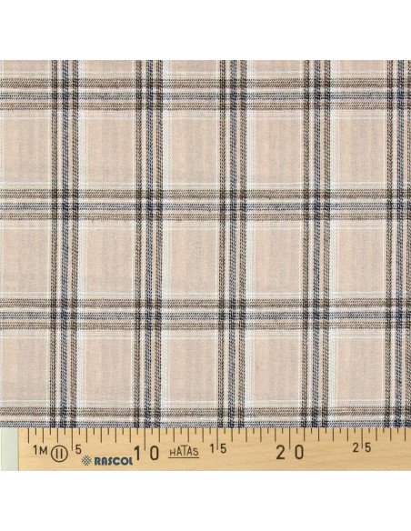 Tissu flanelle tartan écossais - Beige et gris