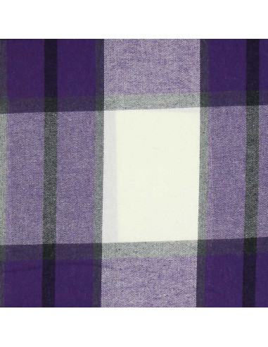 Tissu flanelle tartan écossais - Violet et écru
