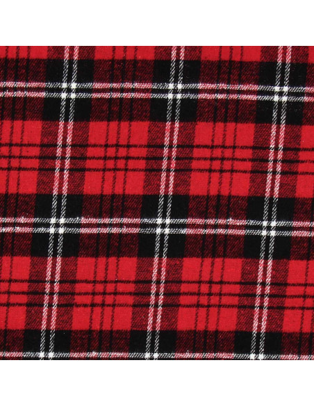 Tissu flanelle tartan écossais - Rouge, noir et blanc