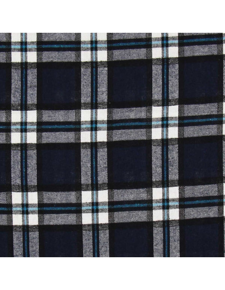 Tissu flanelle tartan écossais - Bleu marine et noir