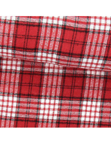 Tissu flanelle tartan écossais - Rouge et blanc