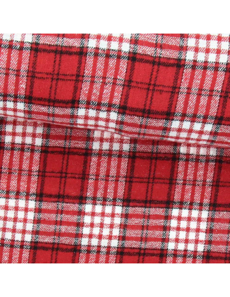Tissu flanelle tartan écossais - Rouge et blanc