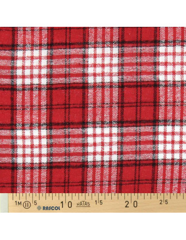Tissu flanelle tartan écossais - Rouge et blanc