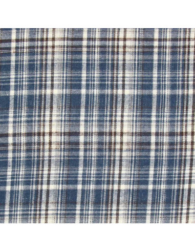 Tissu flanelle tartan écossais - Bleu, blanc et noir