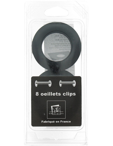 Lot 8 oeillets rideaux Ø44 mm - Mats - Noir
