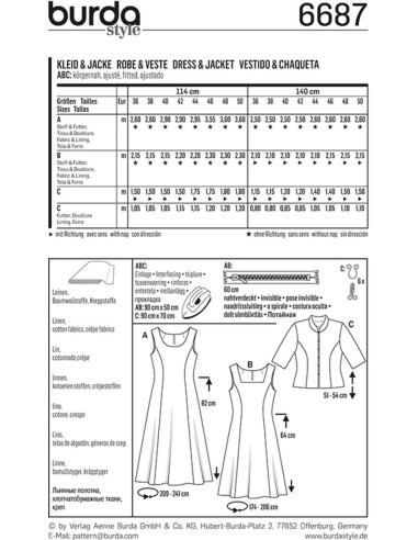 Patron de robe et veste - Burda 6687