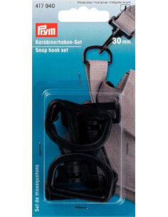 Set de mousquetons plastique 30 mm noir