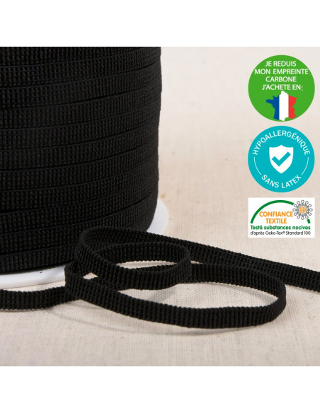 Elastique hypoallergénique sans latex - Noir