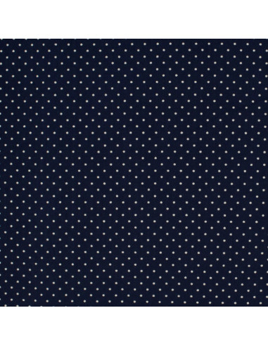 Tissus coton petits pois - Bleu marine et blanc