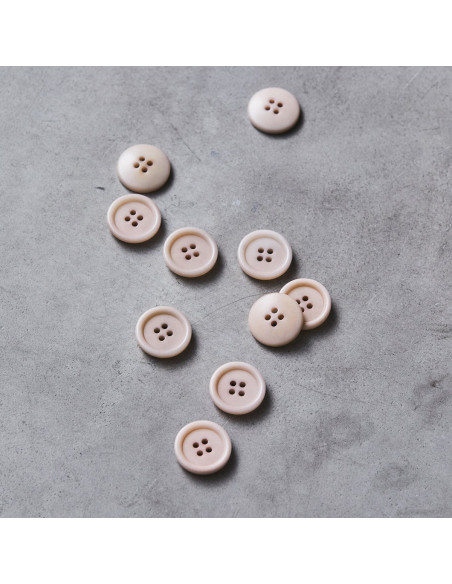 Bouton corozo bord arrondi - Rose poudré