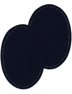 Paire coudes et genoux thermocollants - Imitation daim bleu marine