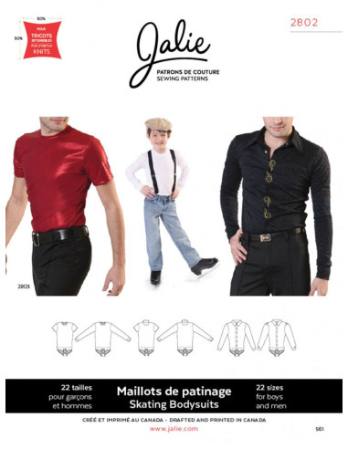 Patron de maillots danse et patinage pour hommes et garçons - Jalie 2802