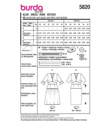 Patron de robe - Burda 5820