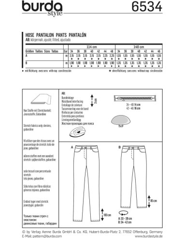Patron de pantalon - Burda 6534